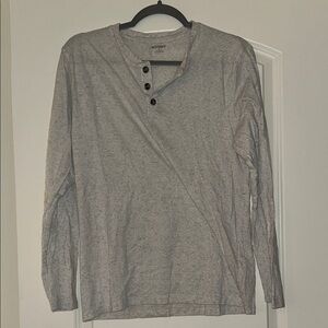 Old Navy Men's Heather Gray Henley Long-Sleeve Shirt